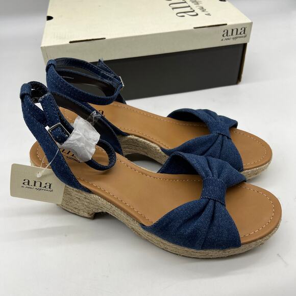a.n.a Womens Dukes Heeled Sandals Denim Blue Size 9.5M - Picture 2 of 11
